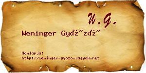 Weninger Győző névjegykártya